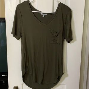 Olive green v neck pocket t